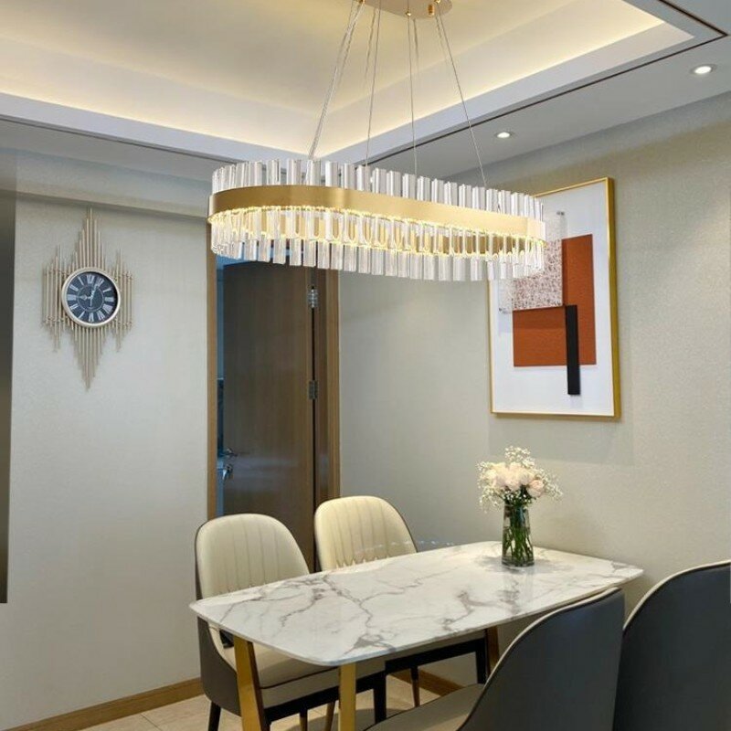 Lampu gantung kristal, lampu gantung kristal mewah ringan Modern minimalis ruang makan lampu Villa Post-modern kamar tidur tangga Internet selebriti