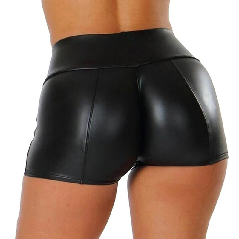 กางเกงขาสั้นหนังผู้หญิงเซ็กซี่สดใสกางเกงขาสั้นวิดพื้นยืดหยุ่นสีพื้นกางเกงยีนส์สตรีสั้นปั๊มร้อนใหม่