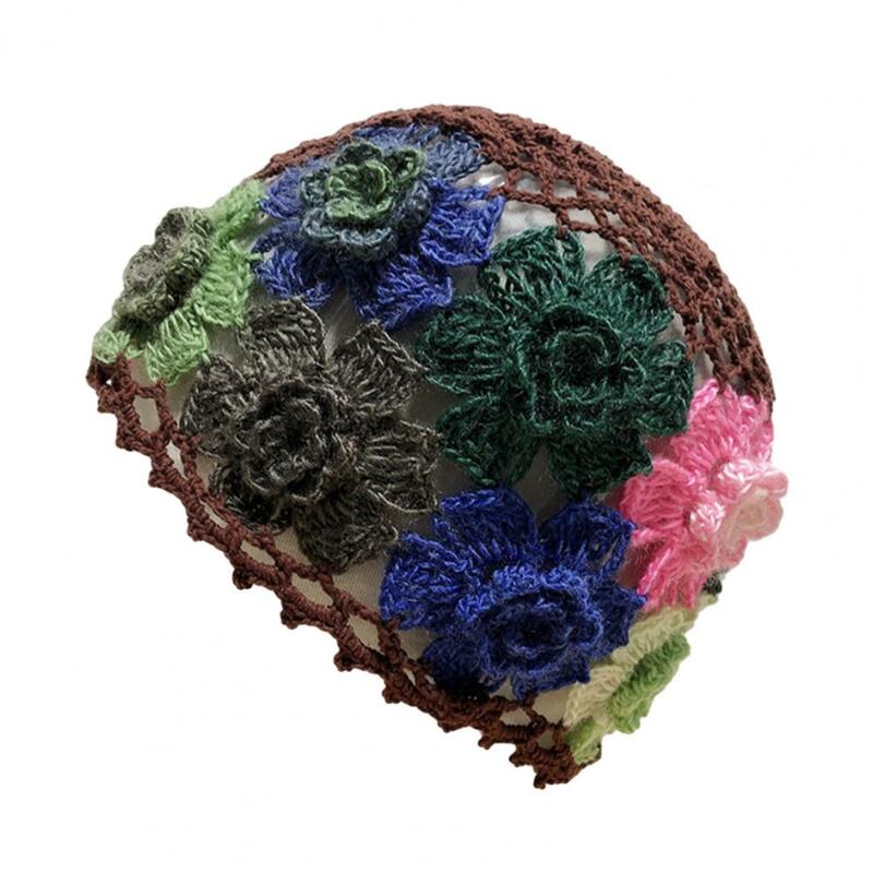Sombrero de punto con flores para mujer, gorro de invierno, ligero, transpirable, sombrilla para viajes al aire libre, suave