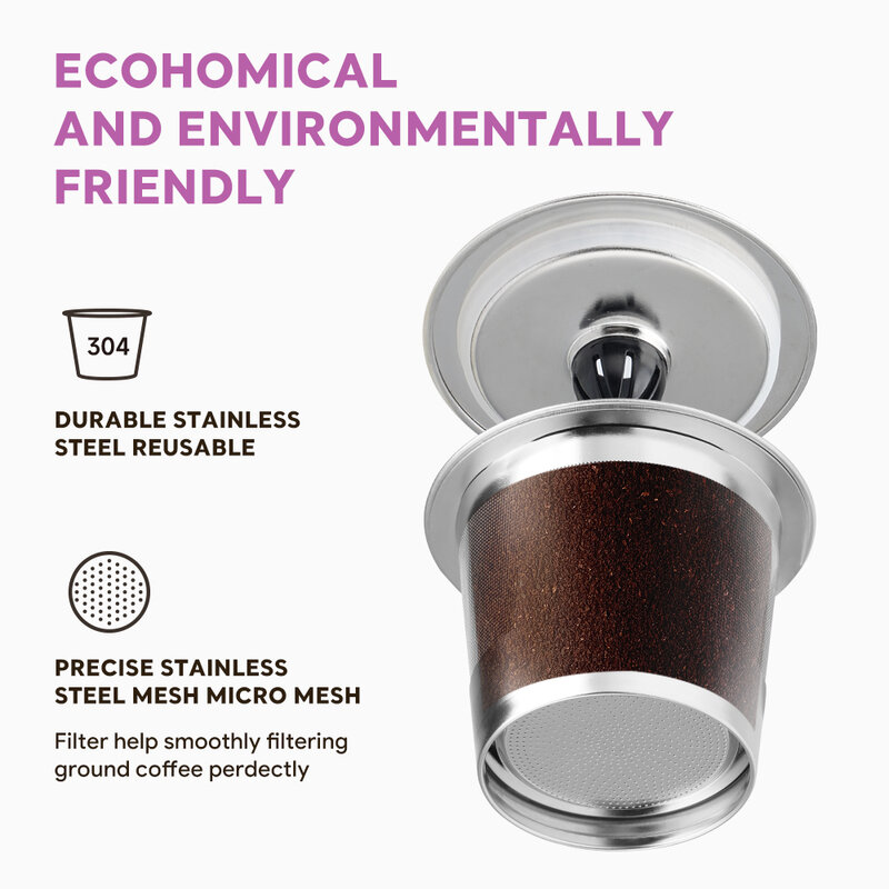 ถ้วยสแตนเลสอเนกประสงค์แบบนำกลับมาใช้ใหม่ใช้กับ Keurig เครื่องชงกาแฟ1.0และ2.0เครื่องชงกาแฟเครื่องกรองกาแฟถ้วย K แบบเติมได้