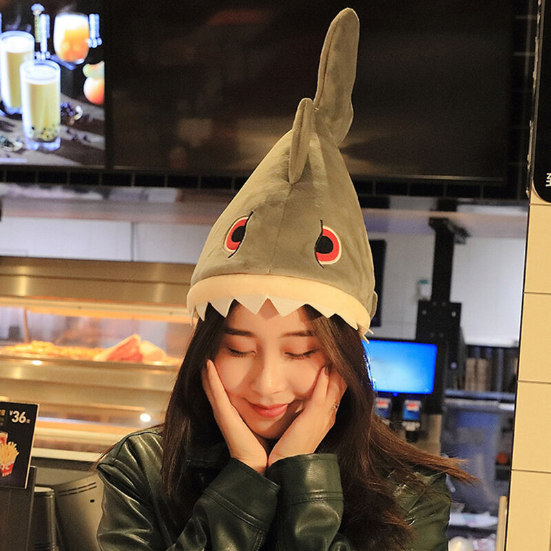 Halloween Party Dress Up Costume Cute Funny Shark Hat Cartoon Hat Cosplay Shark Hat Headwear Game Event Performance Hat