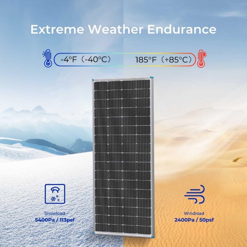Renogy-Panel Solar de 200 vatios y 12 voltios, módulo fotovoltaico monocristalino de alta eficiencia, cargador de energía para batería de granja de techo marino RV