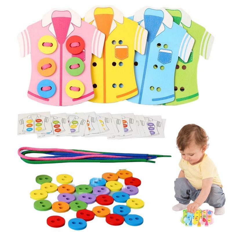 Learn To Dress Toy Early Learning Montessori Toys Wooden Clothes String Toy Fine Motor Skills Development Teaching Aids For Kids