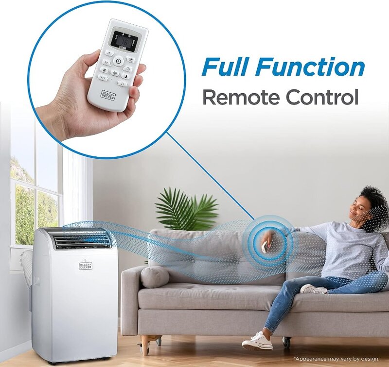 14,000 BTU Air Conditioner Portable for Room up to 700 Sq. Ft. with Remote Control, White