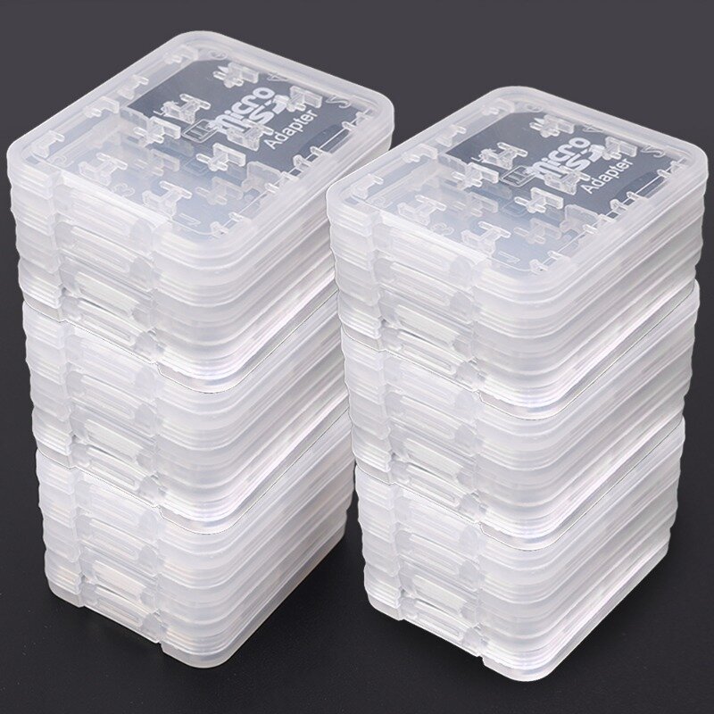 Pemegang pelindung plastik transparan, 5/1 buah 8 in 1 untuk SD SDHC TF MS casing penyimpanan kartu memori tas kotak pelindung kartu
