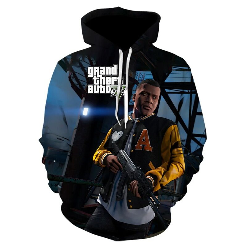 Grand Theft Auto-Sudadera con capucha para hombre y mujer, suéter con estampado 3d de juego GTA 5, de gran tamaño, a la moda
