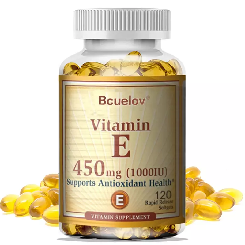 Bcuelov-Vitamina E 450MG (1000 IU) Misto, Apoia o Sistema Imunológico e a Nutrição da Pele, Antioxidante Natural, Sem Glúten e Laticínios