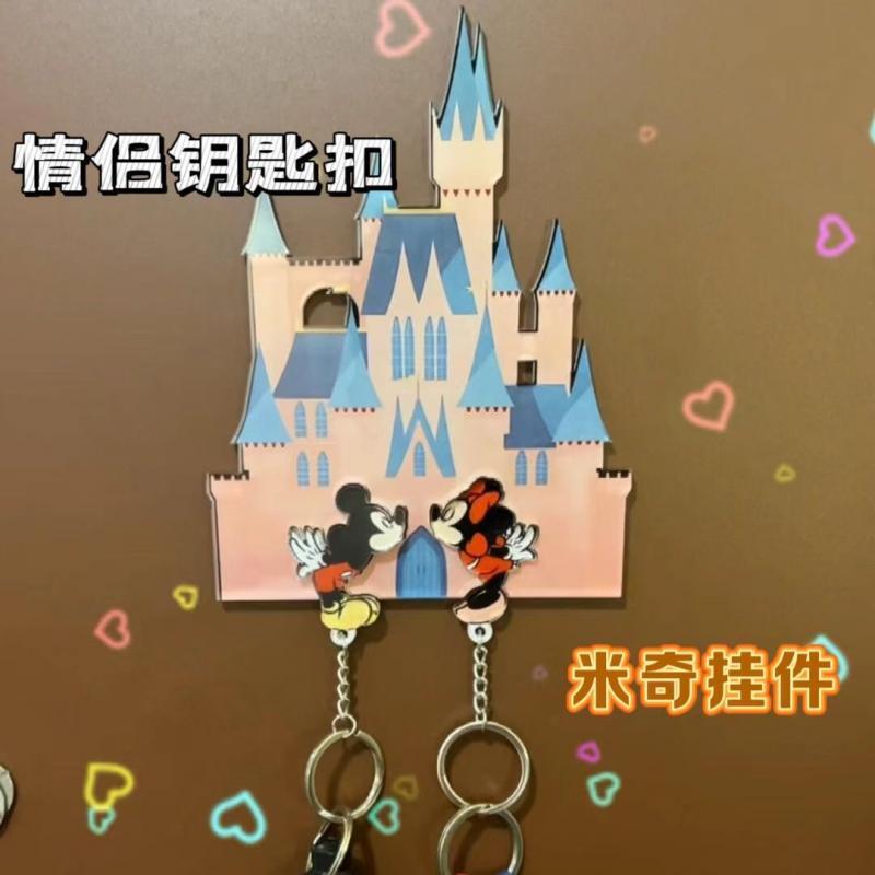Kawaii Disney Mickey Mouse Couple Keychain Pendant Cartoon Acrylic Refrigerator Magnet Anti-Lost Hanger Entry Door Decoration