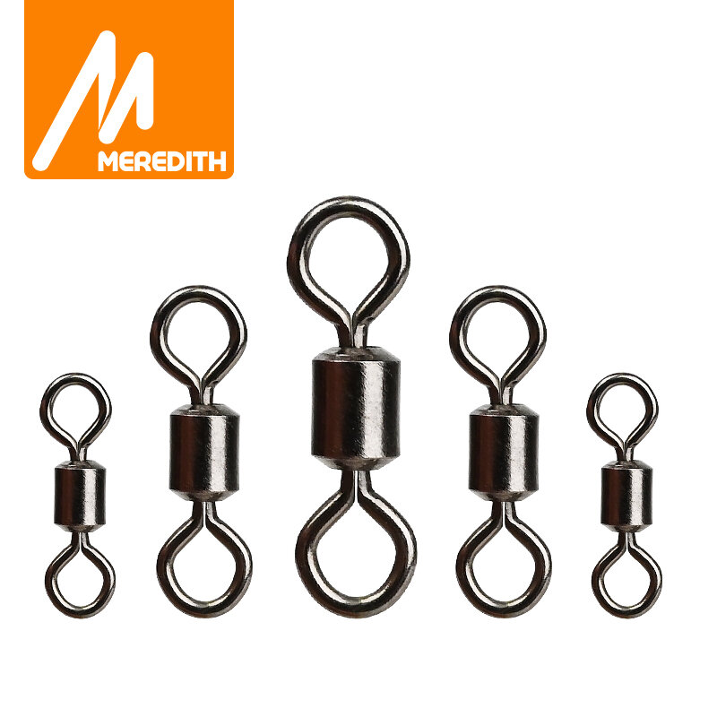 MEREDITH – Pivots de pêche en acier inoxydable, connecteur solide, roulement à billes, lot de 50 pièces