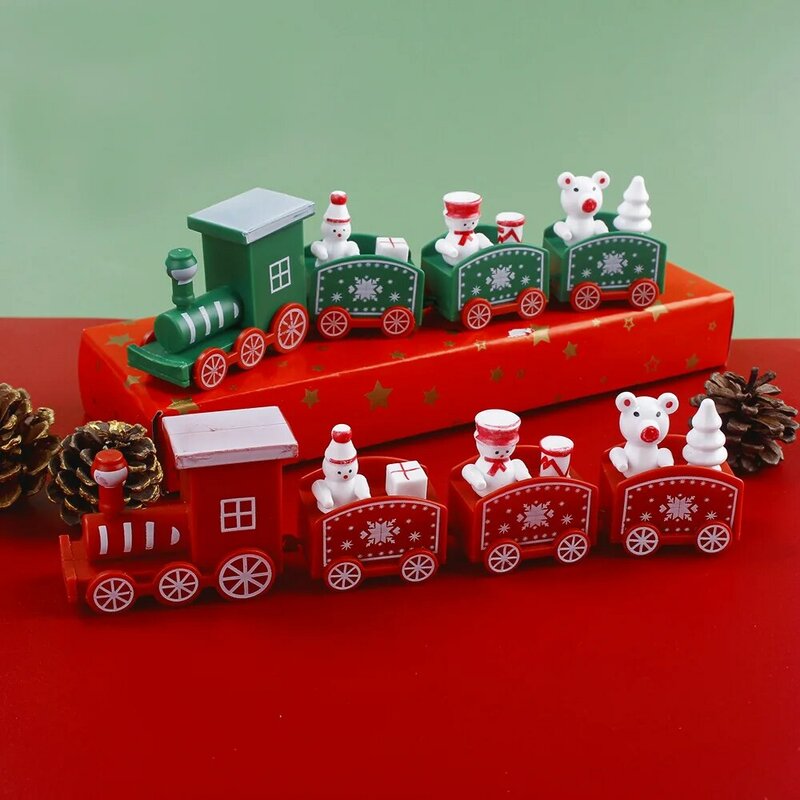 Деревянное украшение для поезда с надписью «Merry Christmas», 4 узла, игрушка для поезда ручной сборки, подарок Санта-Клаусу, рождественское и Новогоднее украшение, 2023