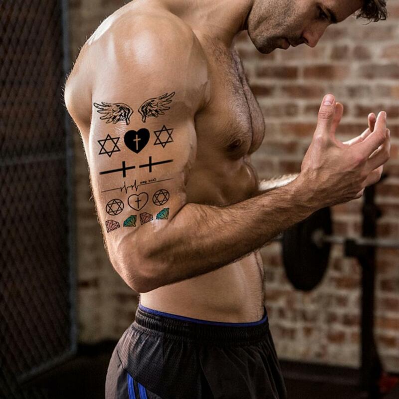 오래 지속되는 어깨 문신 스티커, 무취 3D 임시 스티커, 1 장