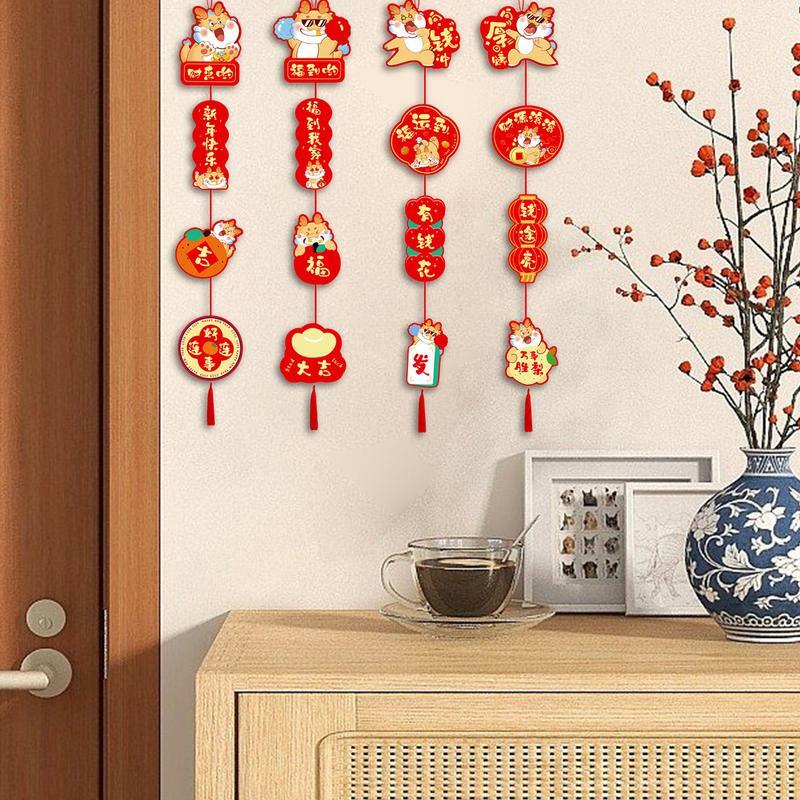 Liontin Tahun Baru Tiongkok, hiasan kartun lucu dekorasi Tahun Baru Imlek, liontin Bonsai hadiah pesta Tahun semi 2024