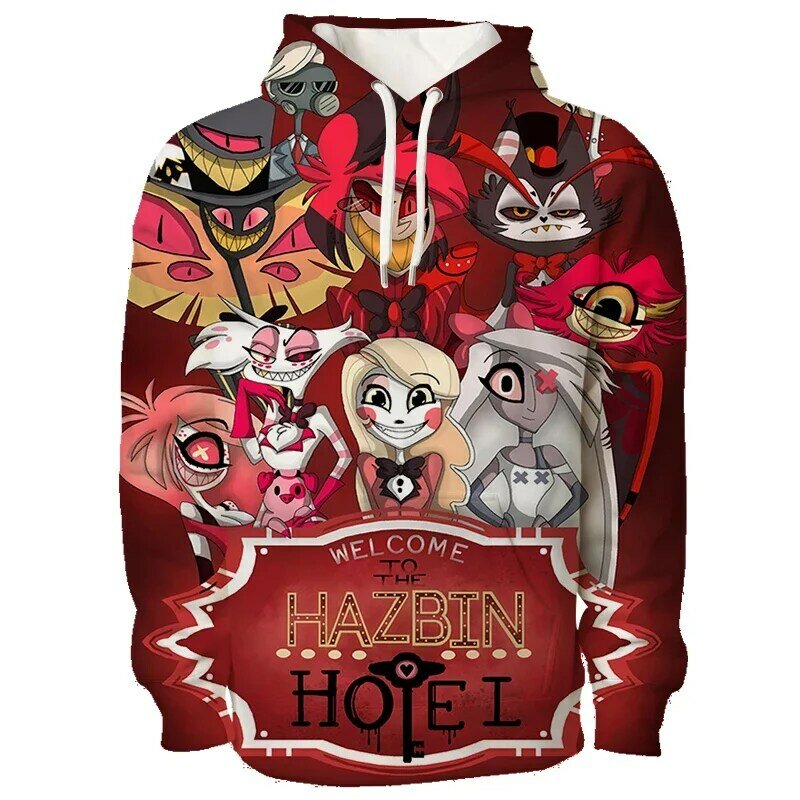 Anime Hazbin Hoodie women Men's 3D Print Hooded Sweatshirts teens Trend Streetwear Hotel Cartoon Pullover Tops Clothing
