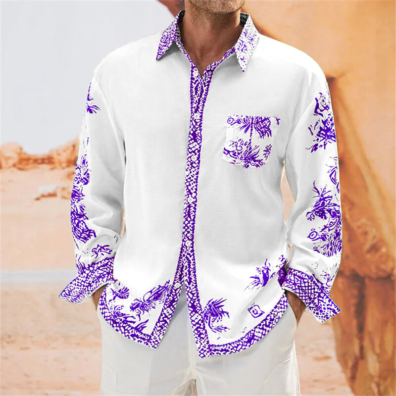 Camisas de moda para hombre, camisas lujosas y cómodas de algodón de fibra de bambú con botones de bolsillo, S-6XL de manga larga, 2023