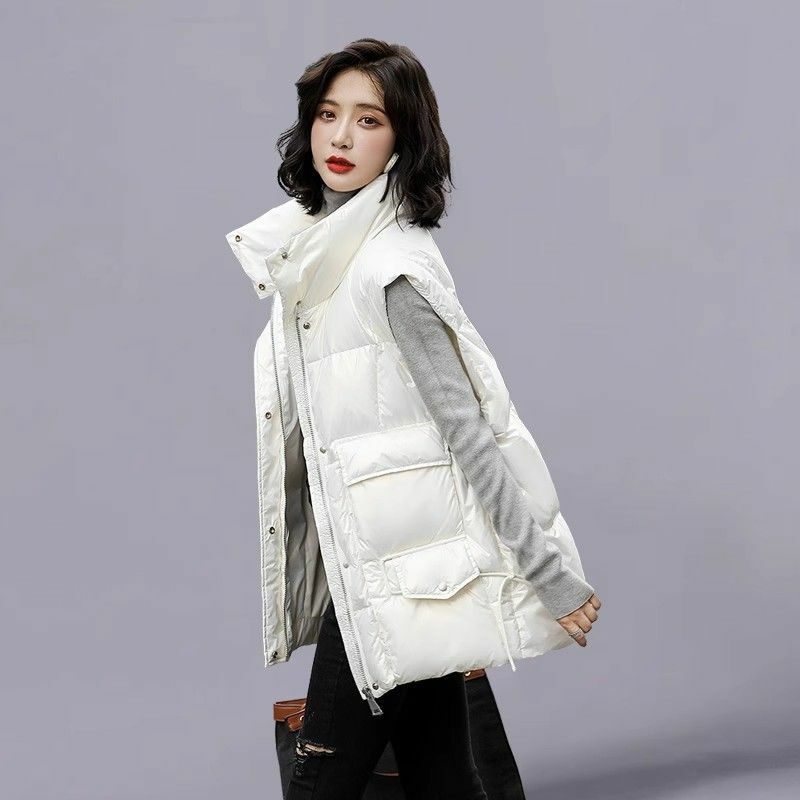 여성용 두꺼운 다운 면 조끼, 보온 아우터, 인기 2023 한국 스타일, 신상 면 재킷, 가을 및 겨울