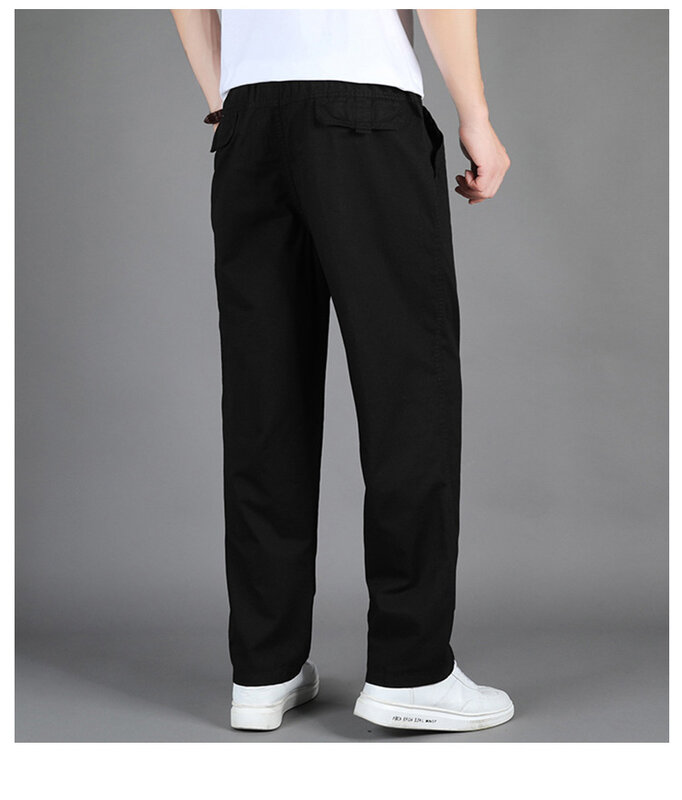 Брюки-карго мужские прямые, рабочая одежда, свободные хлопковые повседневные штаны в стиле милитари, черные, большие размеры 6XL