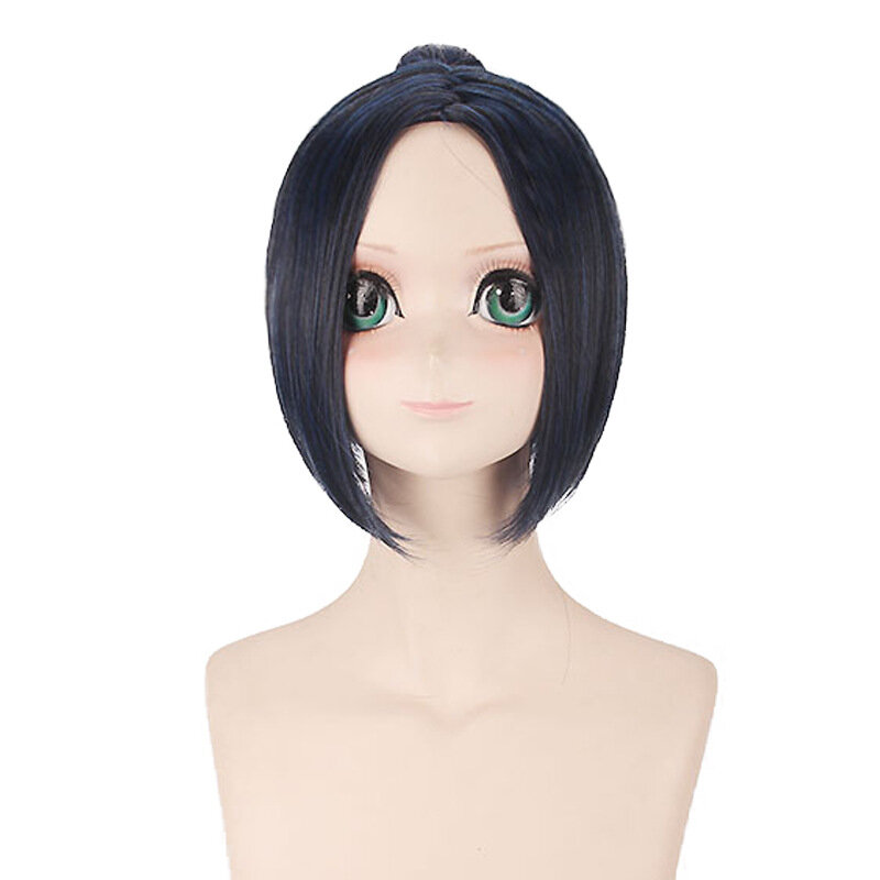 Peluca sintética de Anime para fiesta, pelo de Cosplay de 35CM, negro, Azul, Morado, parte media, extensión de cabello falso