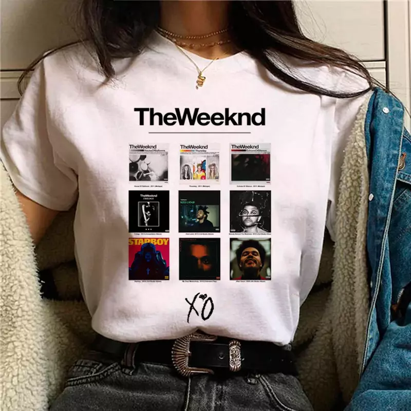 Camiseta gráfica com estampa feminina The Weeknd, Tops de manga curta, O-pescoço, streetwear casual, engraçado anime japonês, Harajuku, verão