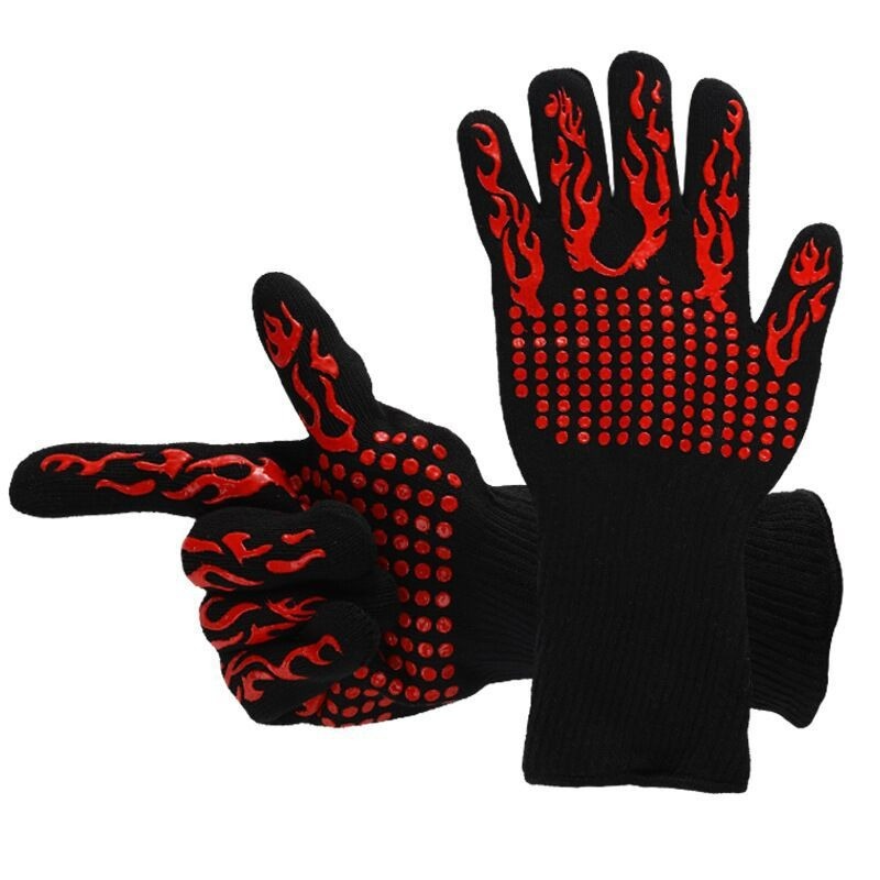 1PC Kitchen Fireproof Gloves Heat Resistant Thick Silicone Cooking Baking Barbecue Oven Gloves BBQ Grill Mittens