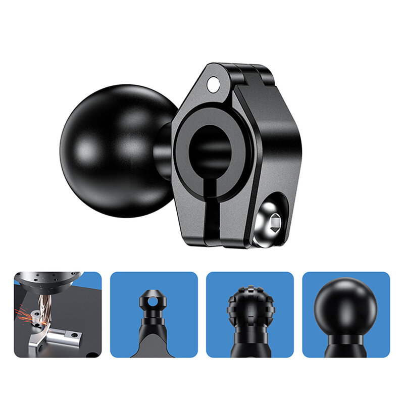 Adaptor kepala bola 1 inci untuk motor, klip setang sepeda motor, braket cermin Untuk GoPro Insta360, aksesori kamera