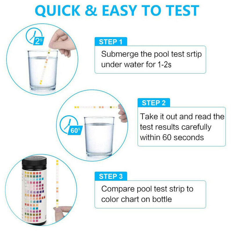 Kit Strip uji air minum 16 In 1, untuk memeriksa uji kualitas air tangki ikan Strip tes kualitas air rumah