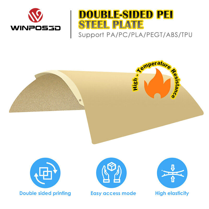 Upgrade PEI Sheet 200x200mm Flexible Build Plate, Double Side PEI/PEO/PET/PEY Spring Steel Sheet Heat Bed for Kingroon kp3s pro