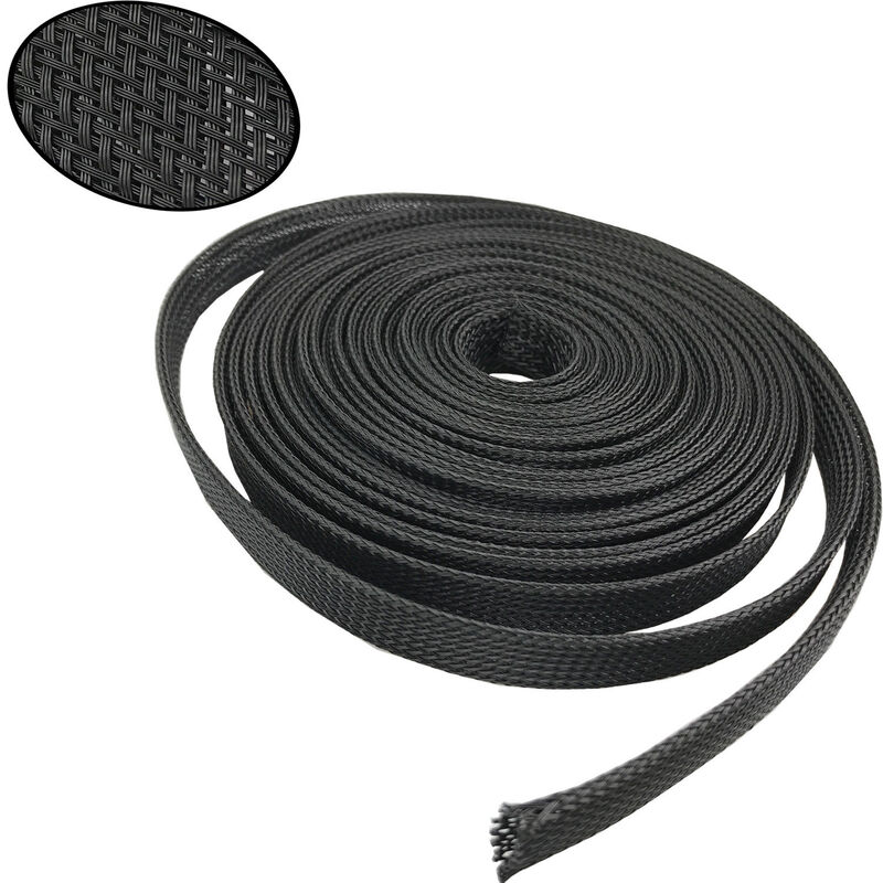 PET Black Cable Sleeve Length1/3/5/50/100M Insulated Braided Sleeving Data Line Protection Wire Cable Flame-Retardant Nylon Tube