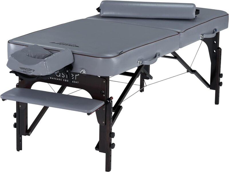 Table de massage portable Montour Lx, table de massage pliable, mousse à mémoire de forme, gris colombe, Master Énergie, GT, 30 po, 3 po