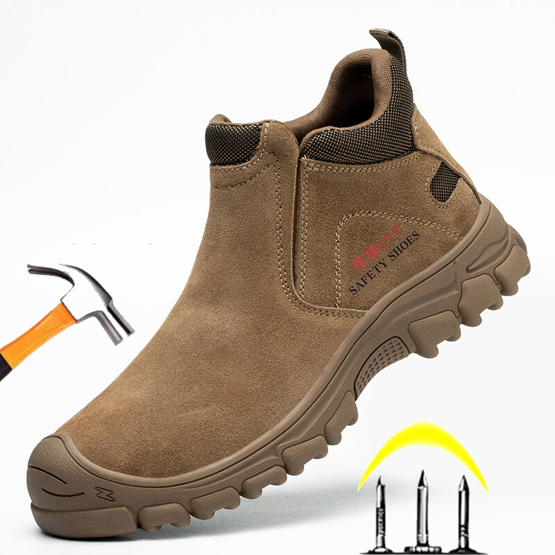 รองเท้าผู้ชายที่ทำงานระบายอากาศน้ำหนักเบาสำหรับผู้ชาย, รองเท้าผ้าใบป้องกันรองเท้ารองเท้าบูทหุ้มข้อเหล็กนิรภัยสำหรับรองเท้าเพื่อความปลอดภัยฤดูร้อน