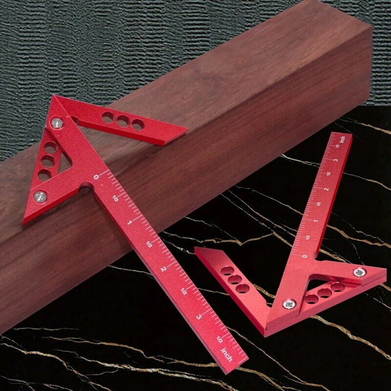 Herramienta de madera de ángulo recto, buscador de centros, Cuadrado de carpintería, calibre de línea de ángulo recto de 45/90 grados,-pulgadas