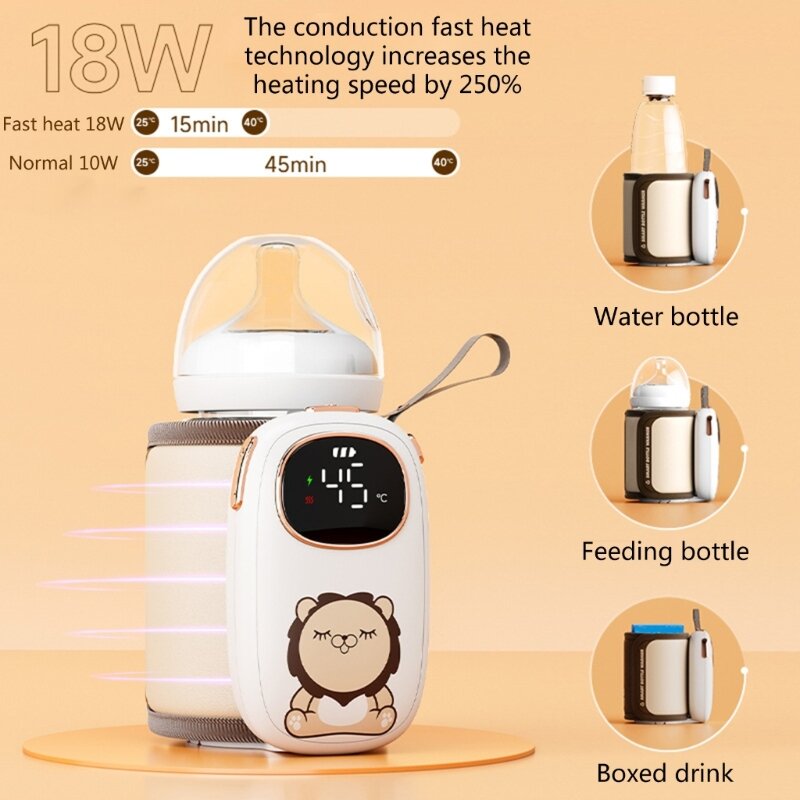 Portable Bottle Warmer Bag USB Rechargeable Milk Heater Travel Kits Milk Warmer
