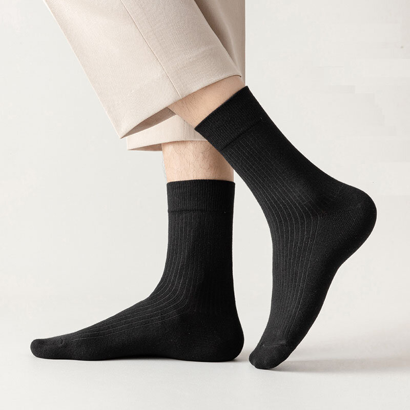 10 par de meias de algodão dos homens de negócios casual tubo meias dos homens cor sólida harajuku desodorante meias longas conjunto de presente
