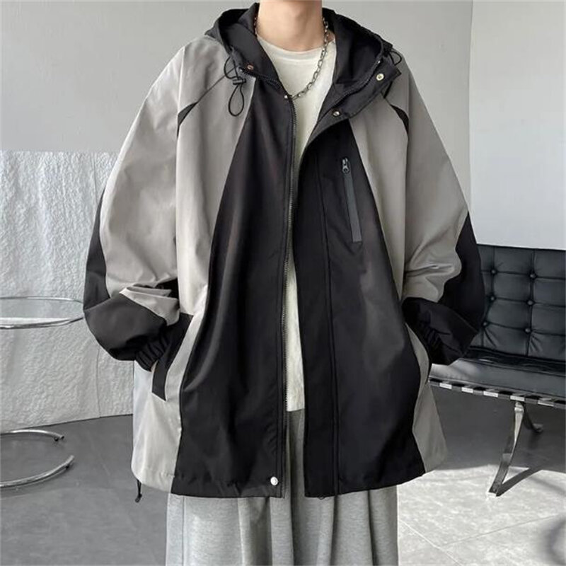 Куртка мужская с капюшоном, Повседневная Свободная Толстовка, верхняя одежда в стиле хип-хоп, весна 2024