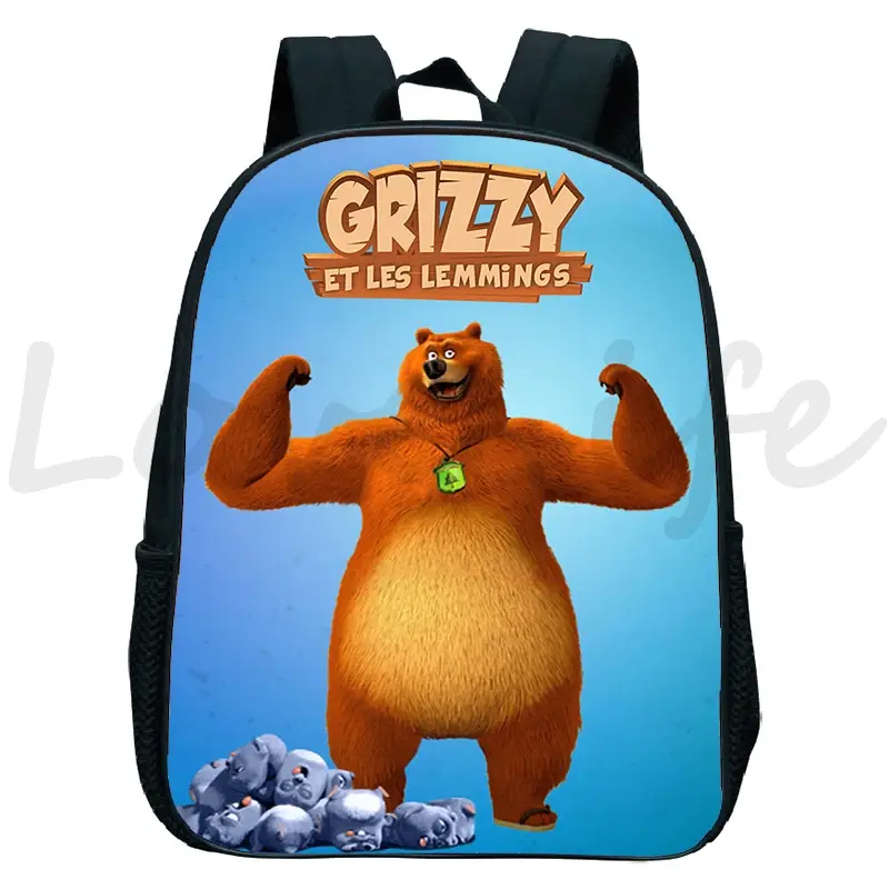 กระเป๋าเป้สะพายหลัง Grizzy and The lemmings กันน้ำกระเป๋าเด็กอนุบาลกระเป๋าหนังสือเด็กเด็กกระเป๋าเป้การ์ตูนอนิเมะ tas Sekolah anak perempuan ของเด็กผู้ชาย