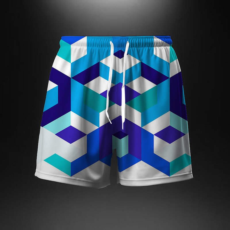 2024 Mesh Breathable men's shorts Gym Basketball Running Quick Dry Shorts Loose color contrast print Fashion Shorts Summer short