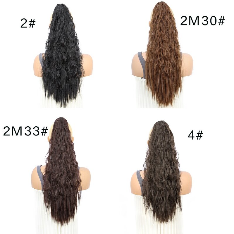 Когти длинные волнистые конский хвост черный коричневый кудрявый конский хвост удлинители волос на зажиме для женщин пушистый натуральный вид синтетический шиньон