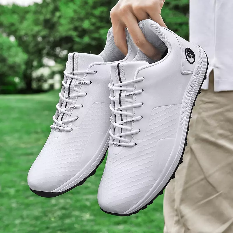 Sapatos de golfe antiderrapantes profissionais para homens, tênis de caminhada luxuosos ao ar livre, golfistas novos, tamanho grande