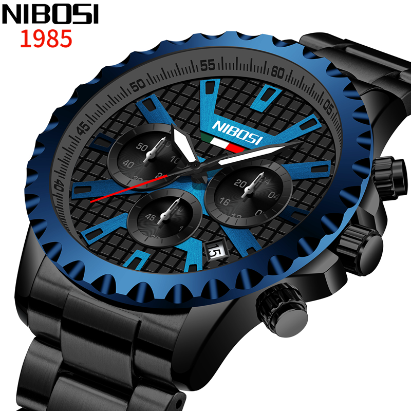 Nibosi 2024 Topmerk Luxe Mode Heren Horloges Rvs Chronograaf Quartz Horloge Heren Sport Klok Relogio Masculino