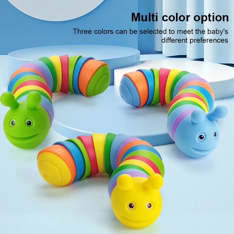 재미있는 피젯 슬러그 관절 감각 슬러그 장난감, 현실적인 웜 캐터필러 피젯 장난감, 어린이 성인 ADHD 자폐증 스트레스 해소