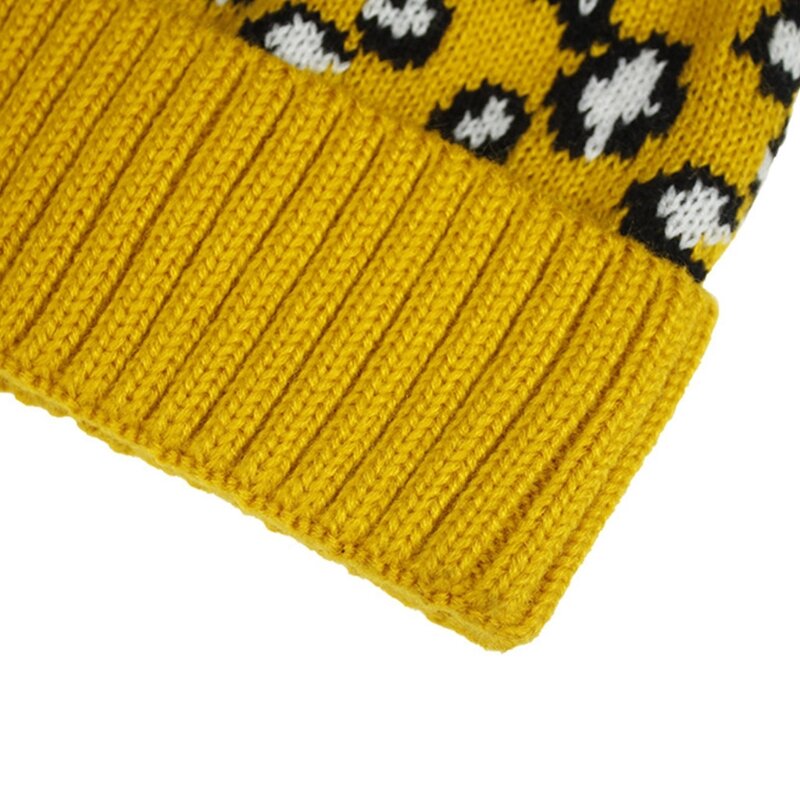 estilo feminino inverno malha 2 peças gorro chapéu cachecol conjunto vintage leopardo impressão fofo algemado boné
