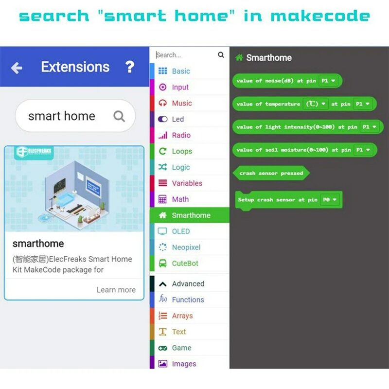 Micro:bit Smart Home Kit Sensor:bit for Electronics Coding Project Students Learning Class Teching Support Microbit Makecode
