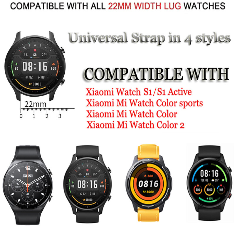 Correa de reloj de 22mm para Xiaomi Watch s1/s1, correa de repuesto activa para Xiaomi Mi Watch, correas de reloj de Color para Mi Watch Color 2
