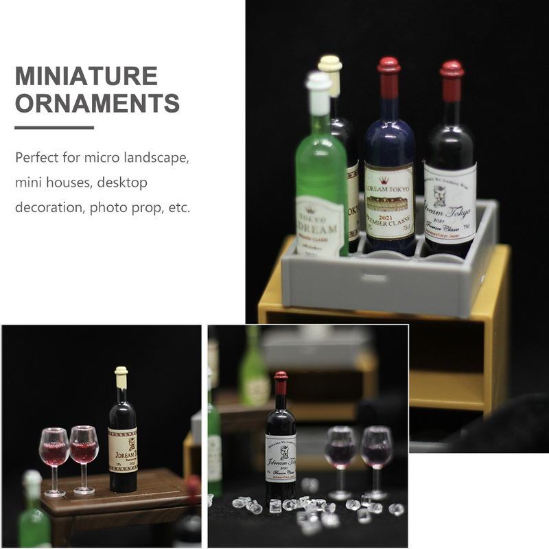 Ornamen pemodelan botol Mini, patung Dekorasi botol rumah Mini gaya campuran 8 buah