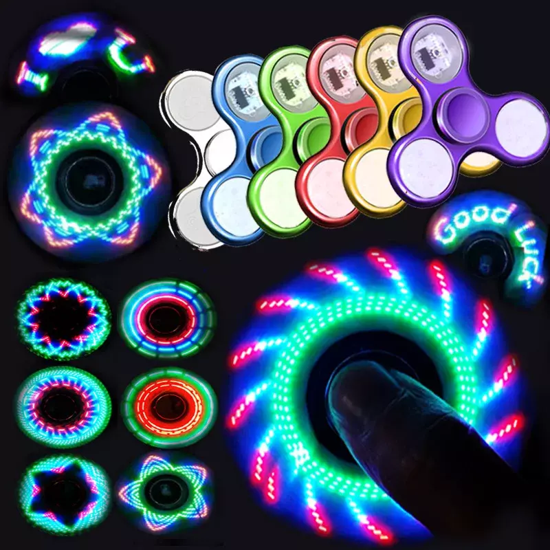 Fidget Spinner Shoous avec lumière LED pour enfants, Creative Toys, Swand in the Dark, Themed Instituts, Change Hand Spinner, Cadeaux, 6 couleurs