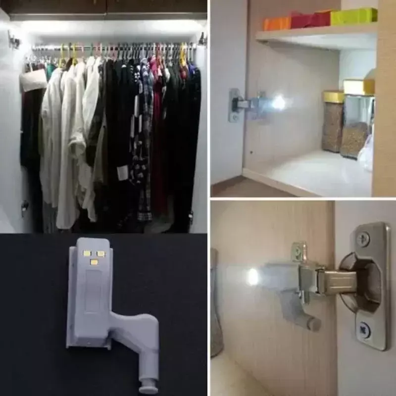 Lampu engsel dalam LED Universal, lampu Sensor lemari pakaian, lampu malam lemari dapur kamar tidur lemari 10/1 buah