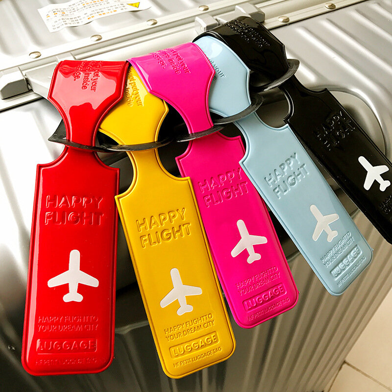 Etiqueta de bagagem bonito correias mala id nome endereço identificar tags bagagem tag avião pvc acessórios