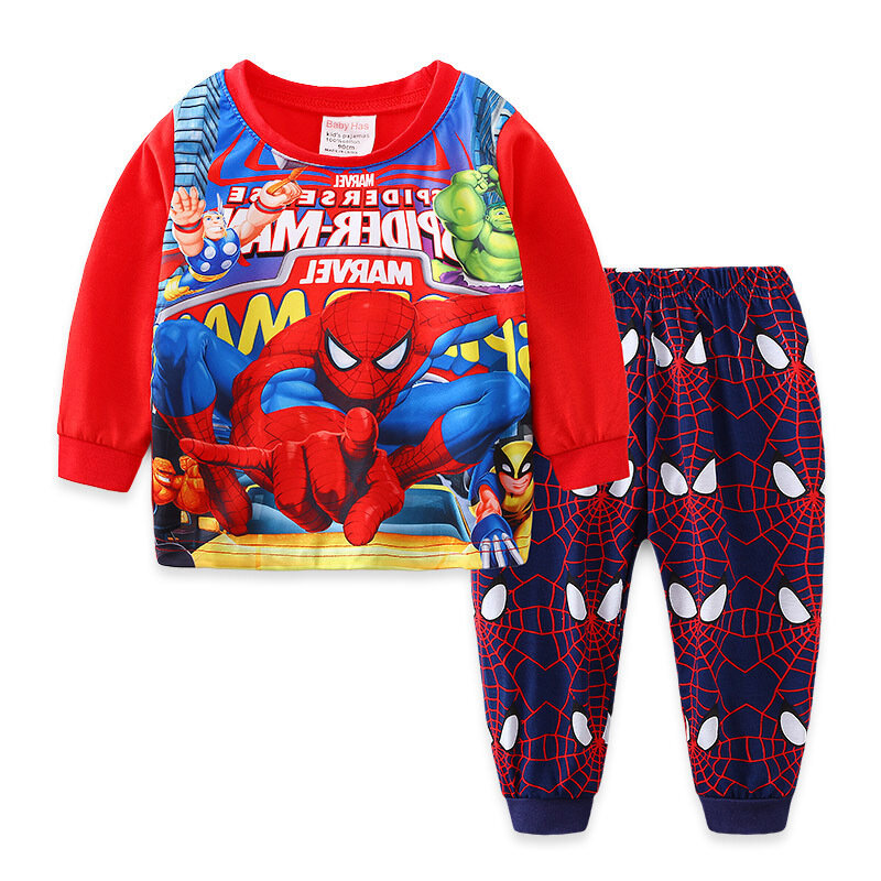 Free shipping Children's Pyjamas Spiderman Set The Hulk Collection Kids Set Boys Girls Cartoon Long Sleeve Sleepwear 2-7T