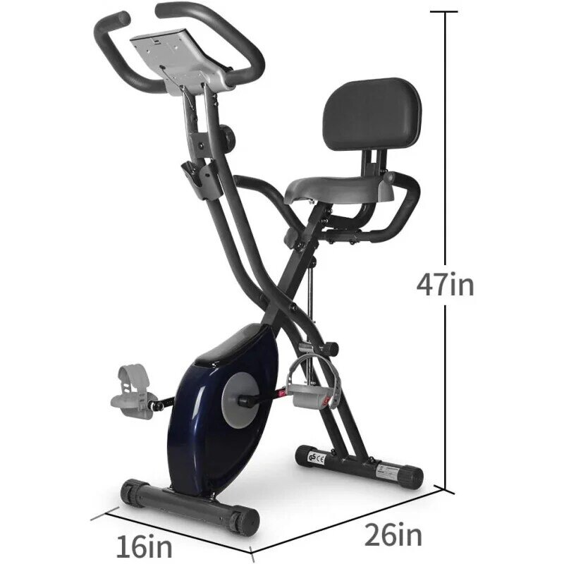 Leikefitness-Vélo d'exercice pliable ultra-silencieux, vélo vertical magnétique avec fréquence cardiaque, moniteur LCD, facile à utiliser