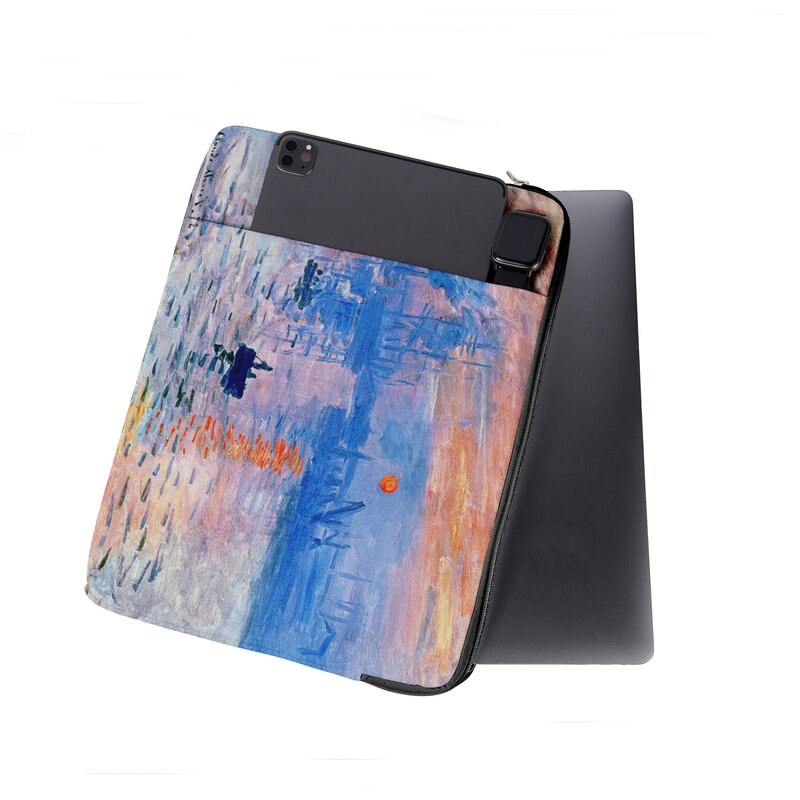 Sac à main pour ordinateur portable avec impression de peinture à l'huile, sacoche pour Macbook Air Pro, rétro, à main
