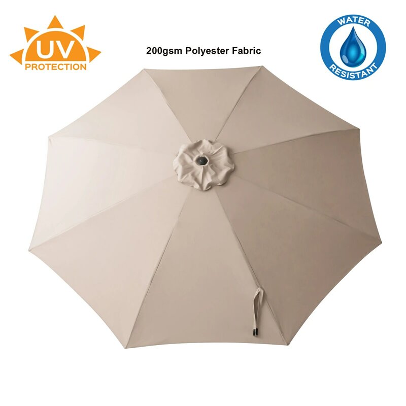 Paraguas de mesa de mercado para Patio al aire libre de 10 pies con punta de costilla de fibra de vidrio e inclinación